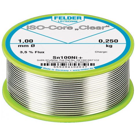 Fil d apport de soudure ISO-Core® Clear 1mm 100g Sn100Ni+ FELDER