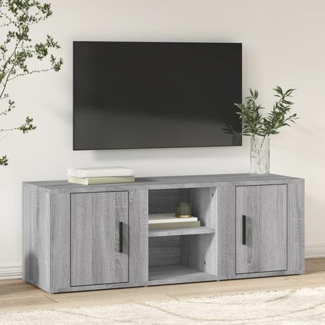 Meuble TV, Banc TV, Support pour Téléviseur, Meuble de Salon Sonoma gris 100x31,5x35 cm Bois d'ingénierie YHJ17868 (1/5)