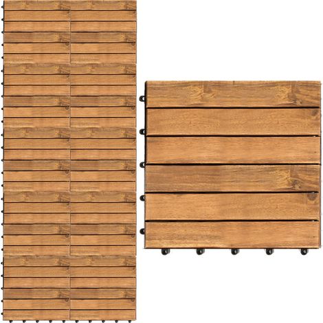Jopassy Piastrella in legno di acacia 30 x 30 Piastrelle a incastro Piastrelle per balconi Piastrelle per terrazze Piastrelle in legno per terrazze Sistema a incastro Per esterni 99x