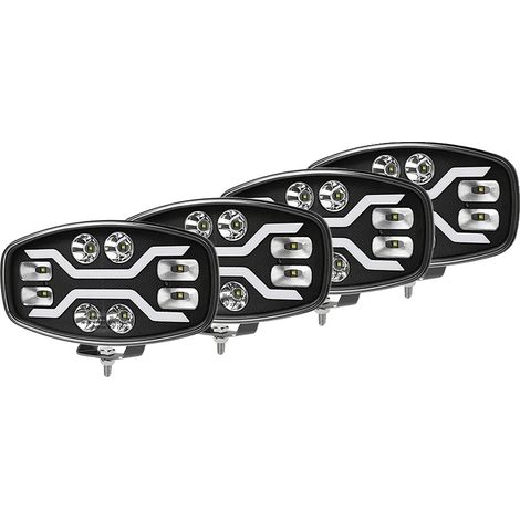 Barra de luces LED de alto brillo, resistente a la intemperie, 4 unidades, color ámbar y blanco, con luces diurnas LED. (1/2)
