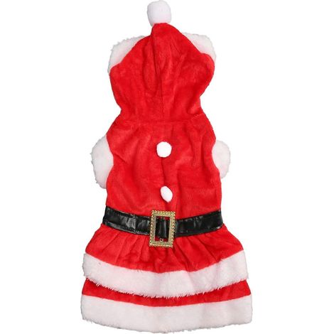 Doppelseitiger, dicker Weihnachtsmantel aus Korallenfleece für Hunde, Knopfverschluss, atmungsaktives und warmes Weihnachtsmann-Kostüm für den Winter (1/5)