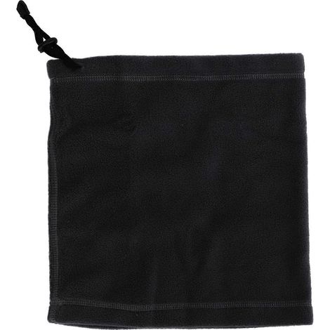 Cache-cou thermique unisexe en polaire avec cordon de serrage ajustable, noir, idéal pour le ski d'hiver. (1/5)
