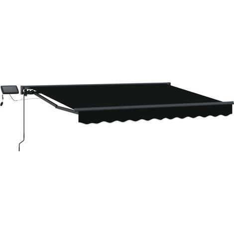 Armazón de toldo manual con LEDs Negro y Antracita 3,5 x 2,5 m