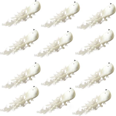 Oiseau blanc artificiel à Clip, 12 pièces, plumes en mousse pour paysage, Mini plante de jardin en pot (1/5)