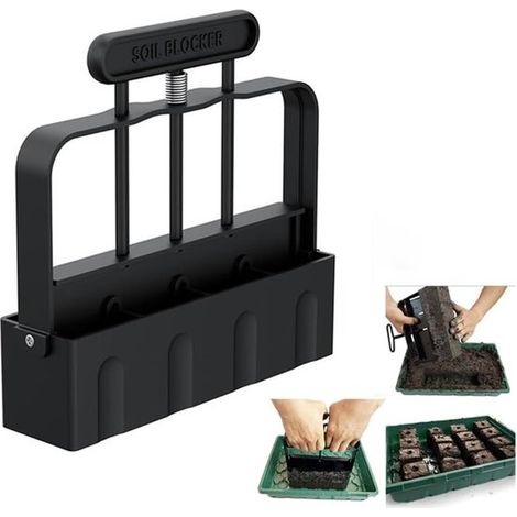 1 Stück Bodenpresse für Sämlinge manueller Bodenblocker manuelle Bodenverdichtung manueller Bodenblockformer Pflanzwerkzeug schwarz REWYTAZ (1/5)