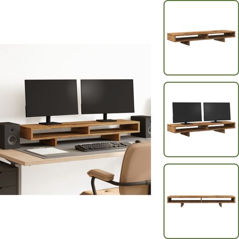Support écran bureau - vidaXL Support de moniteur vieux bois 100x27x15 cm bois d'ingénierie - Support écran en bois (1/5)