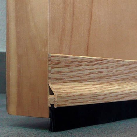 Burlete Bajo Puerta 092Cm Adhesivo Cepillo Aluminio Roble Burcasa (1/3)
