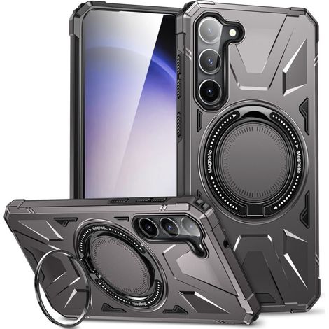 Funda para Samsung Galaxy S24, reforzada con soporte y placa para el brazo, color gris. (1/5)