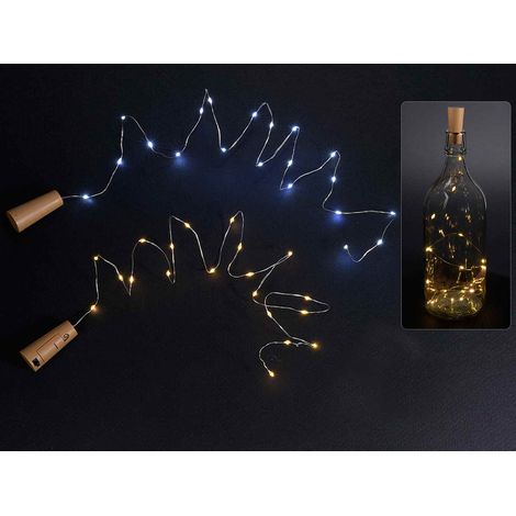 Bouchons décoratifs pour bouteilles avec guirlande à piles de 20 LED, lot de 6, 103 cm avec lumières