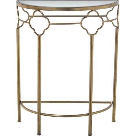 Table d'entrée Semi-Circulaire en métal et Miroir Doré 60 x 30,5 x 75 cm, Or, 60x30,5x75cm (1/4)