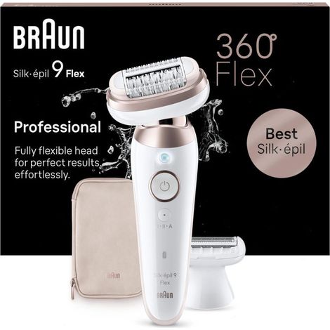 Braun Silk-Épil 9 Flex Epilatore Wet & Dry 9-011 3D, Testa Flessibile 360°, 40 Pinzette, Oro