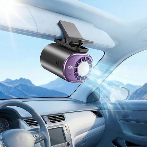 Car Fan, Car Fan for Car, Clip On Air Conditioning Fan with LED Display, 360° Rotation, 199 Speeds Semi-Cooling Technology for Car, SUV, Motorhome Pickup (1/5)