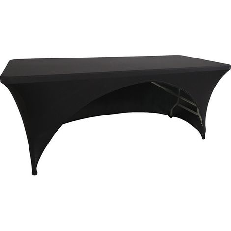 Lntyq Stretch-Tischdecken, 1,8 m, rechteckig, Spandex, mit offener Rückseite, für Terrassentisch, Küche, Beauty-Event-Dekoration – Schwarz (1/5)