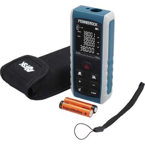 Testeur laser de distance jusqu'à 70 mètres, écran LCD, 2 points de référence, 7 modes de mesure, niveau numérique et 99 mémoires (1/5)