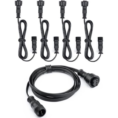 Lot de 5 Rallonges étanches IP67 à 3 Broches de 1m pour Spot LED Encastrable Exterieur (Uniquement pour Spot LED Encastrable Exterieur avec Télécommande) (1/5)