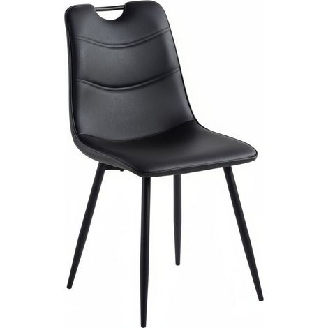 Chair Metal Legs - Faux Leather - L52 x W44 x H86 cm - Black