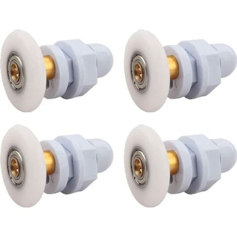 Rullo per porta doccia, puleggia con stelo in rame, adatto per porte scorrevoli in vetro del bagno (27 mm), 4 pezzi