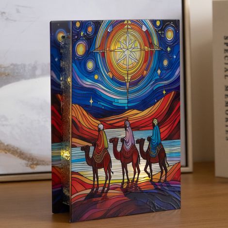 21cm Three Wise Men Stained Glass Light Up Christmas Decoration with LEDs (1/5)