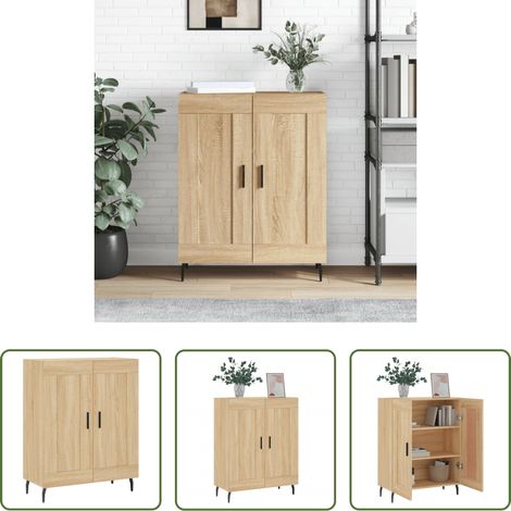 Holzschrank - Sideboard Sonoma-Eiche 69,5x34x90 cm Holzwerkstoff (1/5)