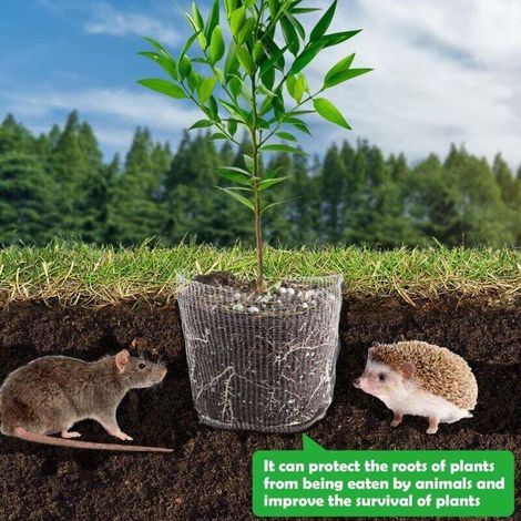 Wire Basket, Plant Root Protector in Metal Mesh, Stainless Steel Wire Mesh Bag, for Flowers and Vegetables (4pcs)