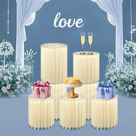 Présentoir à cupcakes pliable de 7 pièces, décoration de porte - fleurs cylindrique, mariage, décoration de cérémonie, deux tailles, 40 cm \ 30 cm de hauteur (1/5)