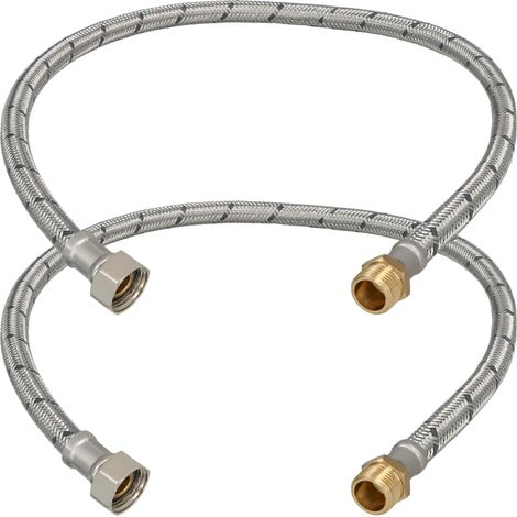 Connettore flessibile da 3/8” femmina-maschio per raccordi, 60 cm, set da 2 pezzi (1/5)