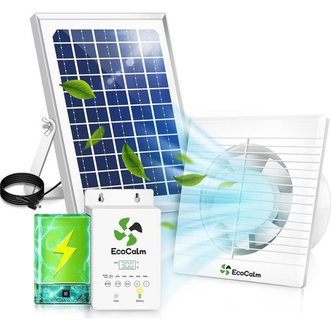 Ventilateur solaire avec batterie solaire, ventilateur exterieur de 100mm avec panneau solaire et cable de 4,5m, ventilateur energie solaire pour serre de jardin, poulailler, nich (1/5)
