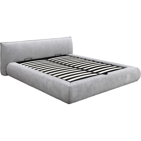 Letto contenitore 160 x 200 cm - Tessuto - Grigio chiaro - MIRSIO