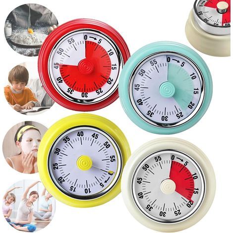 4-teiliger mechanischer Küchentimer, visueller Timer für Kinder, 60-Minuten-Countdown-Timer zum Kochen, batterielos, magnetischer Timer für optimales Zeitmanagement in der Küche (1/5)