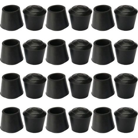 Patins de protection antidérapants en caoutchouc noir de 16 mm de diamètre intérieur pour pieds de meubles, protection de sol et pieds de chaise (lot de 24).