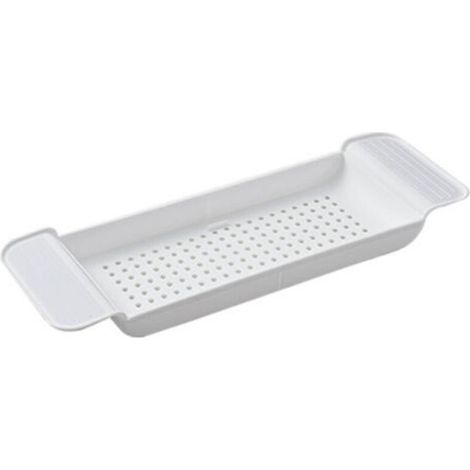 Plateau de baignoire Placement Stable matière plastique extensible conception de drainage caddie de bain Table de baignoire pour salle de bain blanc (1/4)