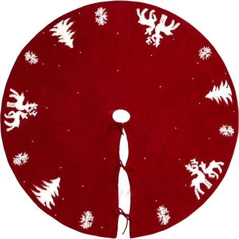 Tree Skirt - 120 Cm Diameter - Knitted Polyester - For Christmas Tree Base Coverage - 1 Piece (1/5)