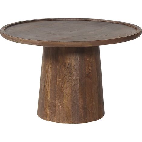 Table basse ronde en bois massif collection JAKARTA - Style ethnique et design - Diamètre 65cm (1/5)