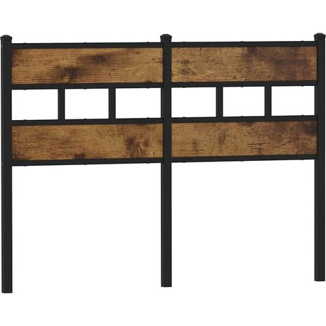Testiera Testata del letto di Ricambio Rovere Fumo 135 cm in Ferro e Legno Multistrato (1/4)