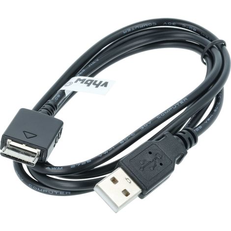 vhbw USB Data Cable (Type A to MP3 Player) Charger compatible with Sony Walkman NWZ-S764, NWZ-S765 MP3 Player - black, 150cm
