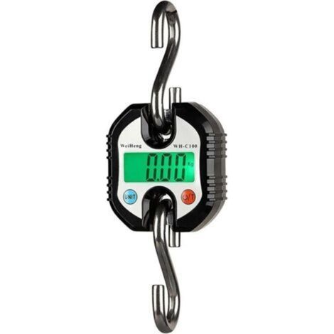 Básculas digitales, báscula de gancho, mini báscula colgante portátil con pantalla LCD, báscula electrónica de 150 kg, báscula de gancho para colgar, dinamómetro LCD, báscula de gancho (negro), (1/4)