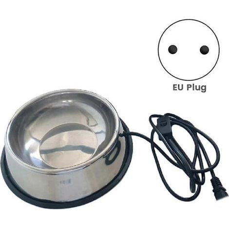 Gamelle isotherme pour animaux, gamelle d'eau chauffante d'extérieur en acier inoxydable pour chiens, poules, etc. Prise UE (1/4)