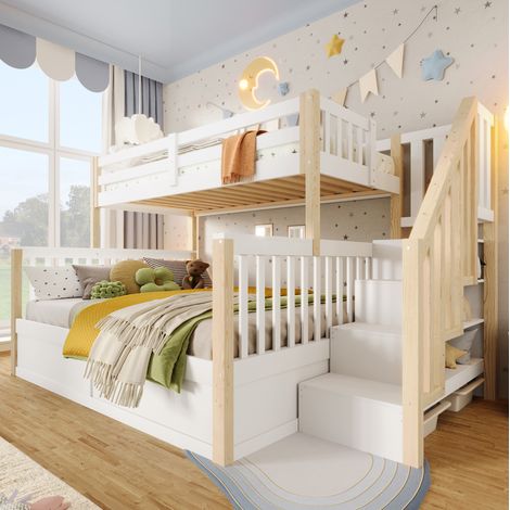 struttura letto 90x200 140x200 con scala contenitore HAVRYA (1/5)