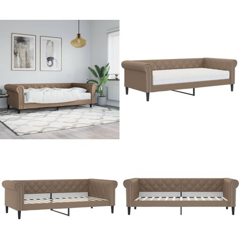 vidaXL Tagesbett mit Matratze Cappuccino 90x200 cm Kunstleder (1/5)