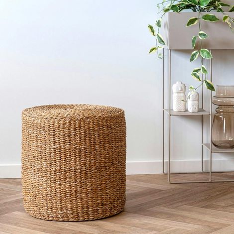 Pouf rond en jonc de mer, style bohème BRUGES (1/3)