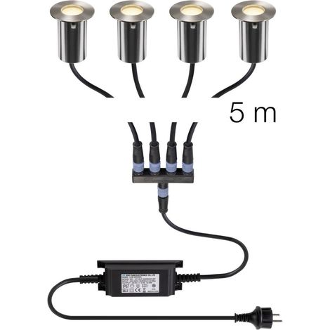 Encastrés de sol TRAIL-LITE® 60 set de 4 3000K rond inox/aluminium - SLV - 1008841