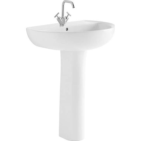 Lavabo con colonna 60 cm Geberit in ceramica lucida Colibrì (1/5)