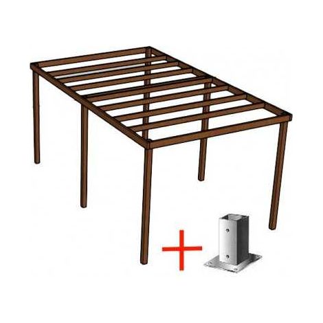 Sud Bois – Pergola carport en douglas traité autoclave 3m x 5m – Structure légère avec 6 supports – Hauteur 2.4m – Idéale pour chantiers humides