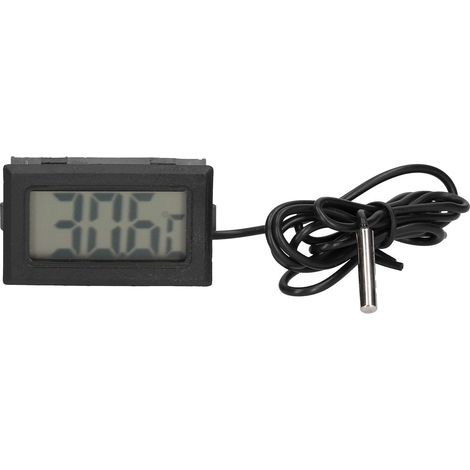Thermomètre électronique numérique LCD noir en ABS avec sonde externe (1/5)