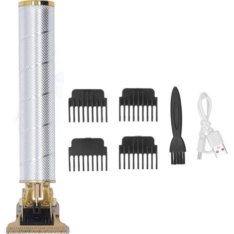 Professionelles, wiederaufladbares USB-Haarschneidemaschinen-Set für Herren – für Zuhause und den Friseursalon, silberfarben (1/5)