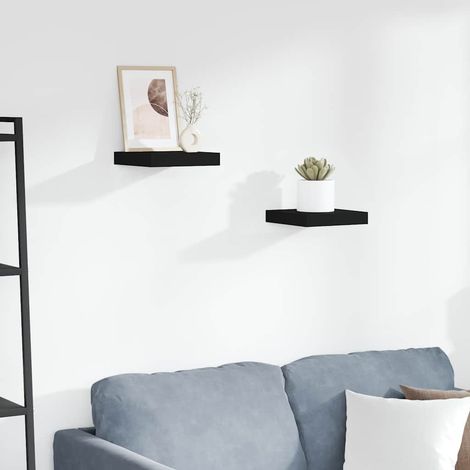 323824 vidaXL Floating Wall Shelves 2 pcs Black 23x23,5x3,8 cm MDF (1/5)