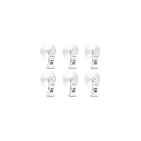 Lntyq 6-teiliges Set transparenter Saugnapfclips, transparente Saugnapfclip-Haken, Saugnäpfe mit Clips, Saugnapfhaken mit Clips, Saugnapfhakenhalter, geeignet für Glas, Fenster, Aquarien