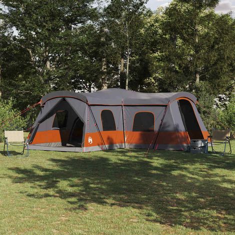 vidaXL Tent 16-Person with Roof Grey and Orange 680 x 510 x 210 cm