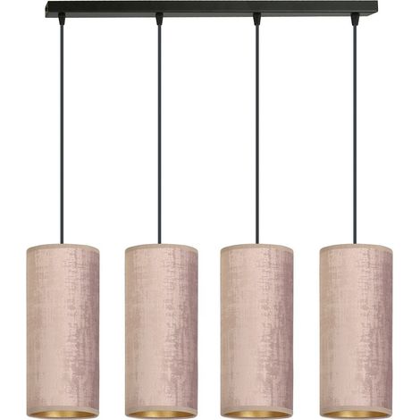 [NEUWERTIG] B-Ware Emibig Lighting Pendellampe Joni Hängeleuchte Leuchte Textil 4fl Lang Rosé Gold (1/5)