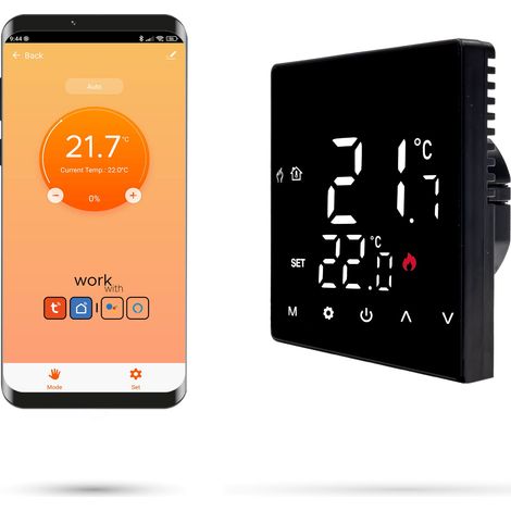 Termostato ambiente Zigbee Tuya 16A STD nero (1/5)